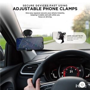 IHome Adjustable Phone Clamp For Car